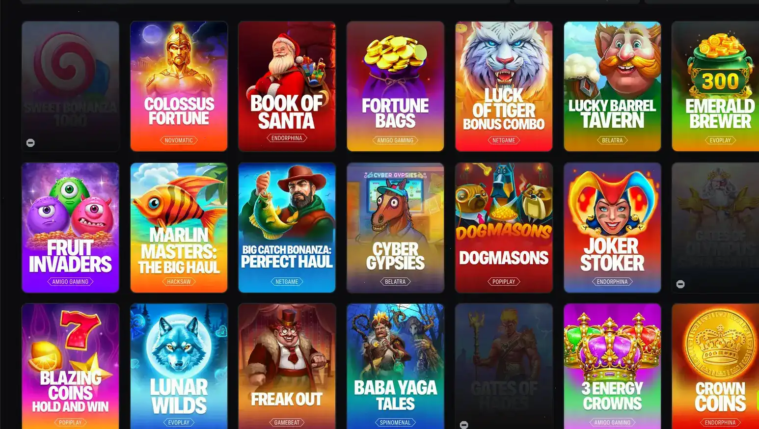 Интерфейс казино Energy на компьютере